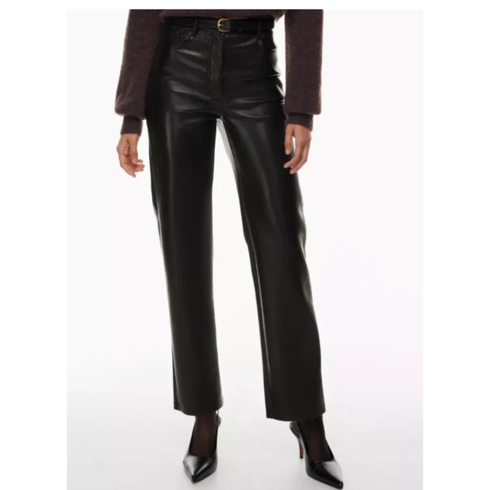 New Wilfred Aritzia Melina Vegan Leather High Rise Straight Leg Pants Black